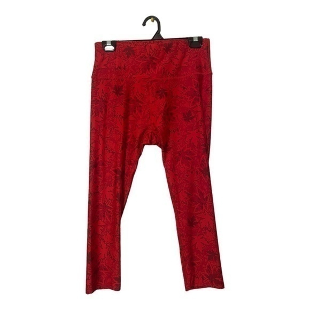 Eh! Womens Red Maple Leaf Cropped Leggings 7/8 Length Size Medium
